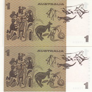 Australia, 1 Dollar, 1983, UNC, p42d, (Total 2 banknotes)