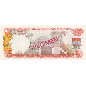 Bahamas, 5 Dollars, 1968, UNC, p29s, SPECIMEN