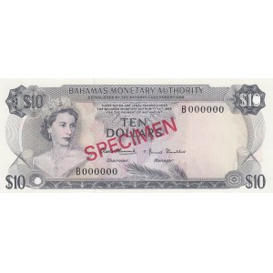 Bahamas, 10 Dollars, 1968, UNC, p30s, SPECIMEN