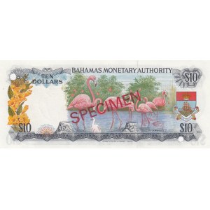Bahamas, 10 Dollars, 1968, UNC, p30s, SPECIMEN