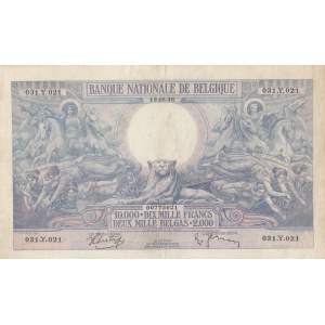 Belgium, 10.000 Francs or 2000 Belgas, 1938, ÇOK ÇOK TEMİZ, p105
