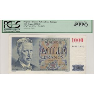 Belgium, 1000 Francs, 1950, XF, p131a