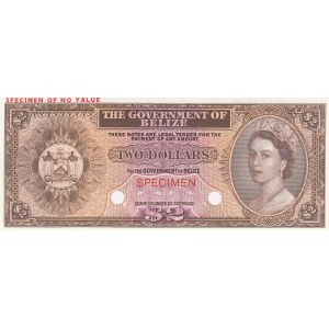 Belize, 2 Dollars, 1974, UNC, p34a, COLOR TRİAL SPECİMEN