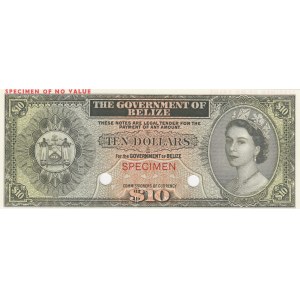 Belize, 10 Dollars, 1974, UNC, p36cts, COLOR TRİAL SPECİMEN