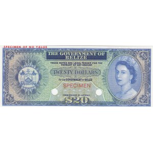 Belize, 20 Dollars, 1974, UNC, p37cts, COLOR TRİAL SPECİMEN