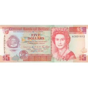 Belize, 5 Dollars, 1991, UNC, p53b