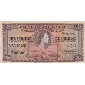 Bermuda, 5 Shillings, 1952, XF, p18a