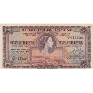 Bermuda, 5 Shillings, 1952, XF-AUNC, p18a