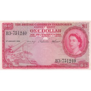 British Caribbean, 1 Dollar, 1958, AUNC-UNC, p7c