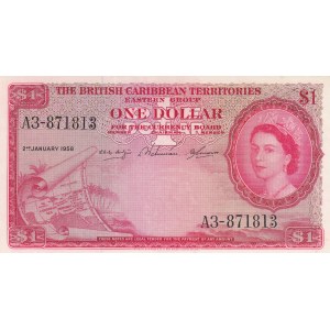 British Caribbean, 1 Dollar, 1958, AUNC, p7c