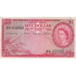 British Caribbean, 1 Dollar, 1962, XF, p7c