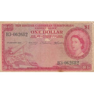 British Caribbean, 1 Dollar, 1958, FINE, p7c