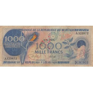 Burundi, 1000 Francs, 1968, VF (-), p25a