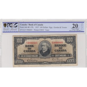 Canada, 100 Dolllars, 1937, VF, p64b