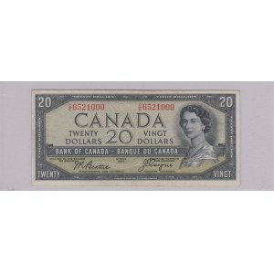 Canada, 20 Dollars, 1954, FINE, p70b, DEVIL'S FACE