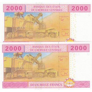 Central African States, Cameroun, 2000 Francs (2), 2015, UNC, p613U, (Total 2 consecutive banknotes)