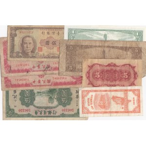 China, 50 Cents, 1 Yuan, 5 Yuan and 10 Yuan, POOR / UNC, (Total 8 banknotes)