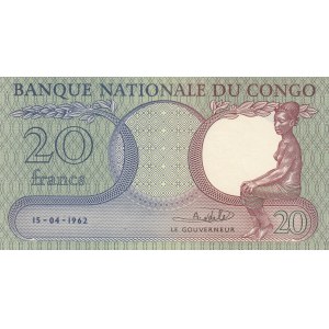 Congo, 20 Francs, 1962, UNC, p4a