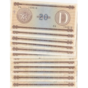 Cuba, 20 Pesos, 1985, VF / UNC (-) (Total 38 banknotes)
