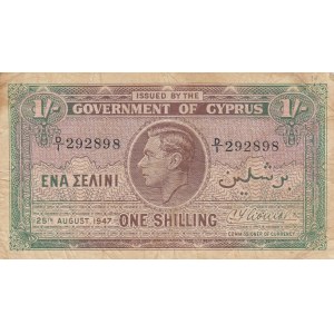Cyprus, 1 Shilling, 1947, FINE, p20