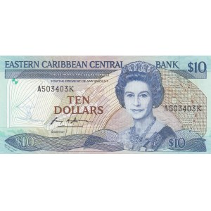 East Caribbean, 10 Dollars, 1985, UNC, p23k1