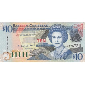 East Caribbean, 10 Dollars, 1994, UNC, p32u