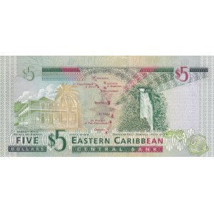 East Caribbean, 5 Dollars, 2000, UNC, p37k