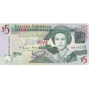 East Caribbean, 5 Dollars, 2008, UNC, p47
