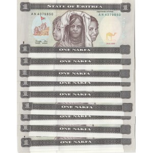 Eritrea, 1 Nakfa, 1997, UNC, p1, (Total 10 banknotes)