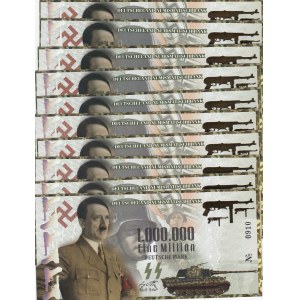 Adolf Hitler, 1.000.000 Mark, UNC, FANTASY BANKNOTES, (Total 10 banknotes)