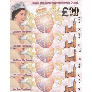 The Queen's 90th Birthday, 90 Pounds, 2016, UNC, FANTASY BANKNOTES, (Total 5 banknotes)