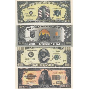 United States Of America fantasy banknotes lot, 1.000.000 Dollars (3) and 2001 Dollars, FANTASY BANKNOTES, (Total 4 banknotes)