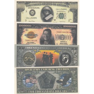 United States Of America fantasy banknotes lot, 1.000.000 Dollars (3) and 2001 Dollars, FANTASY BANKNOTES, (Total 4 banknotes)