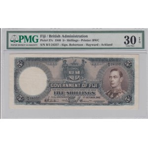 Fiji, 5 Shillings, 1940, VF, p37c