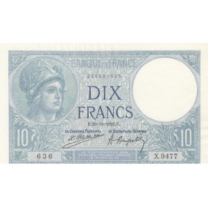 France, 10 Francs, 1922, AUNC, p73c