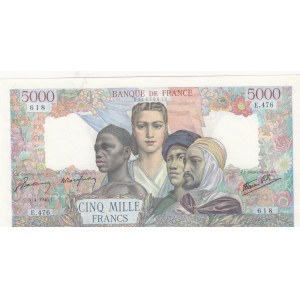 France, 5.000 Francs, 1945, XF-AUNC, p103c