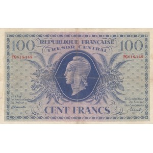 France, Tresor Central, 100 Francs, 1943, XF, p105