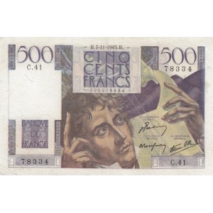 France, 500 Francs, 1945, XF, p129a