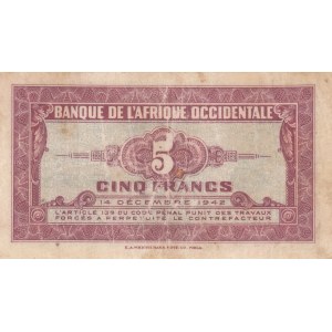 French West Africa, 5 Francs, 1942, VF, p28