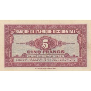 French West Afrıca, 5 Francs, 1942, AUNC (-), p28