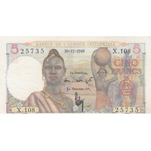 French West Africa, Afrique Occidentale Française, 5 Francs, 1949, UNC, p36