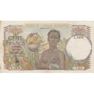 French West Africa, Afrique Occidentale Française, 100 Francs, 1948, XF (-), p40