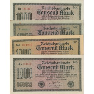 Germany, 1000 Mark, 1922, VF /XF, p76, (Total 5 banknotes)