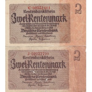 Germany, 2 Mark, 1937, FİNE / VF, p174, (TWO BANKNOTES)