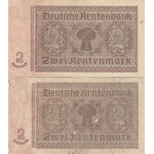 Germany, 2 Mark, 1937, FİNE / VF, p174, (TWO BANKNOTES)