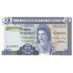 Gibraltar, 10 Pounds, 1986, UNC, p22b