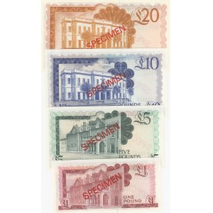 Gibraltar, 1-5-10 and 20 Pounds, 1975, UNC, p20as-p21as- p22as-p23as, SPECIMEN, (Total 4 banknotes)