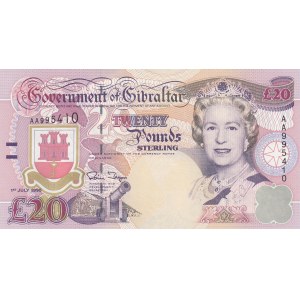 Gibraltar, 20 Pounds, 1995, UNC, p27