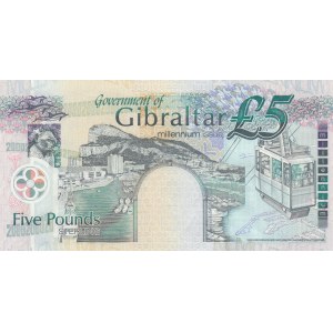 Gibraltar, 5 Pounds, 2000, UNC, p29a