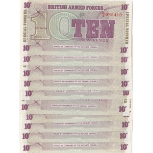 Great Britain, British Armed Forces, 10 New Pence, 1972, UNC, pE44, (Total 10 banknotes)